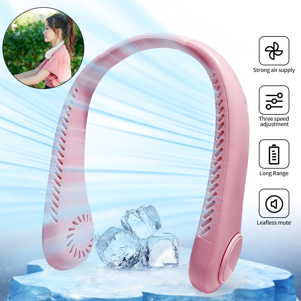 Neckband Fan Bladeless Lazy Neck Hanging Cooler USB Rechargeable Portable Fan UK