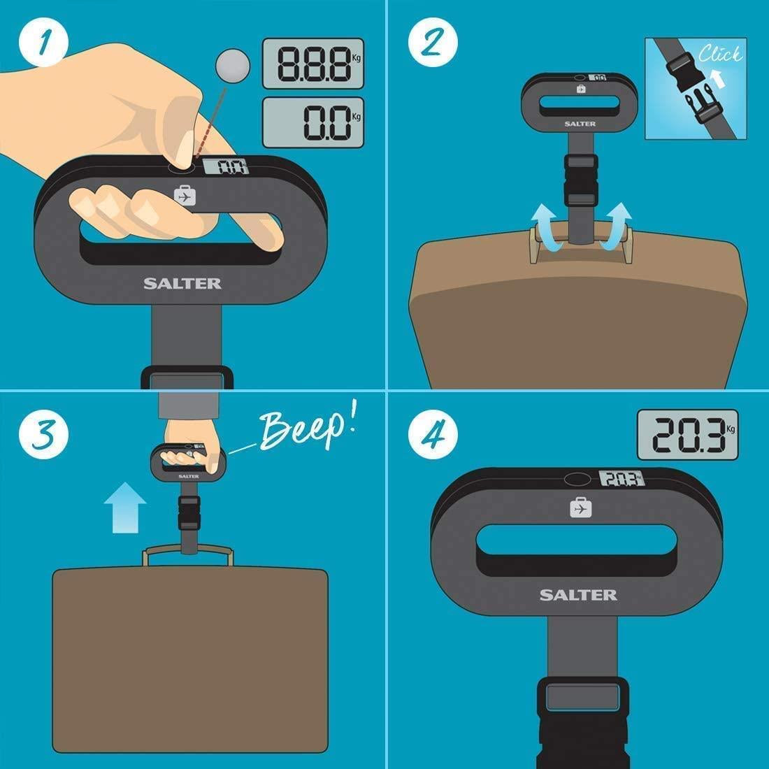 Salter Digital Travel Portable Handheld Weighing Luggage Scales Suitcase Bag