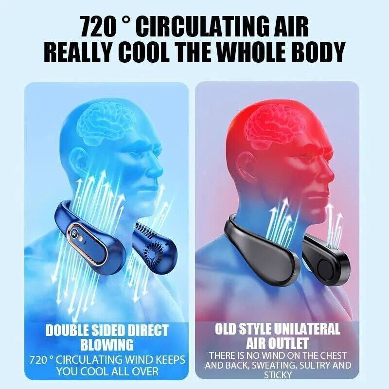 Neckband Fan Bladeless Lazy Neck Hanging Cooler USB Rechargeable Portable Fan UK