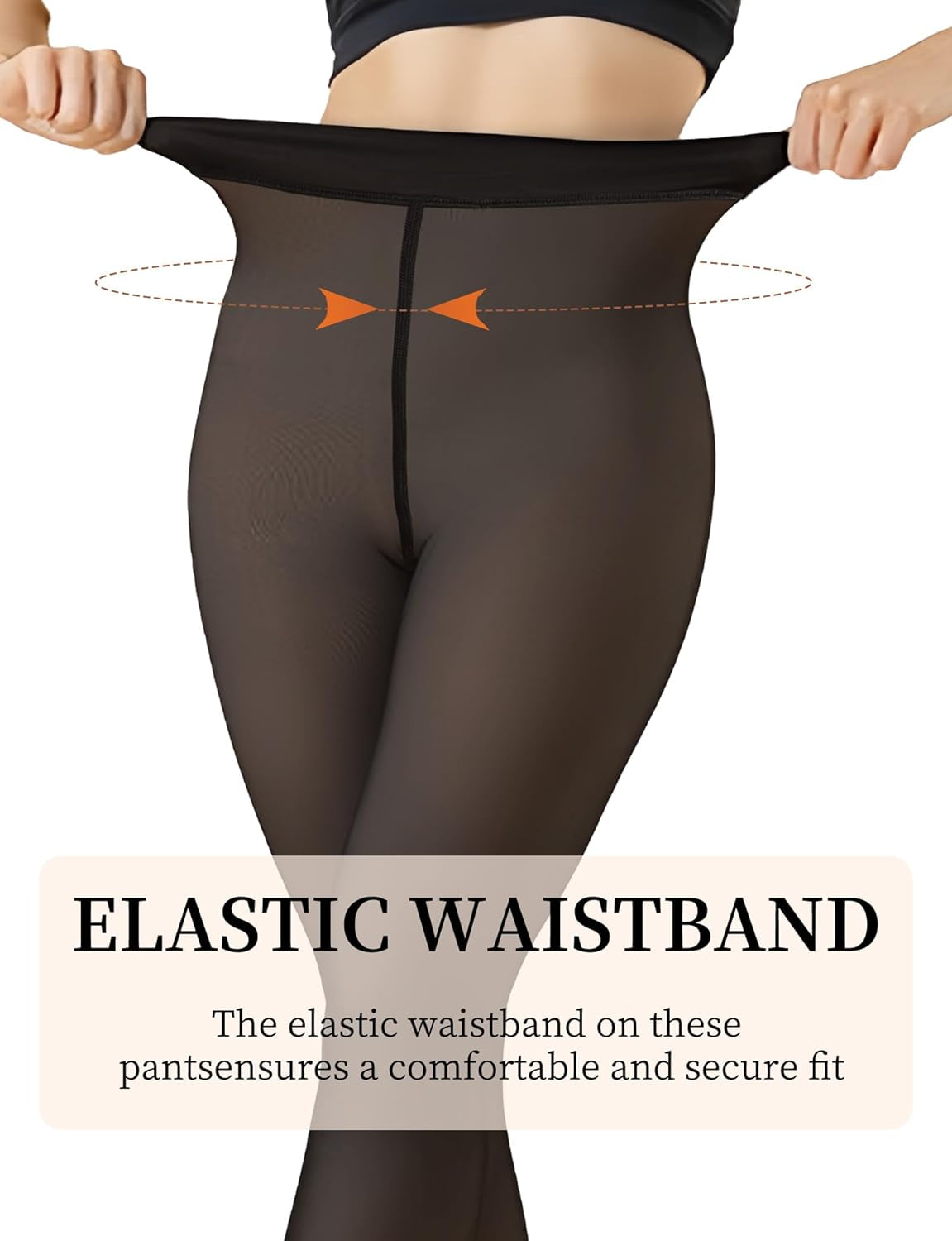 Women's Fleece-Lined High Waist Thermal Leggings - Translucent Thick Warm Pantyhose for Winter