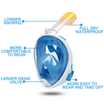 Kids Adults Snorkel Face Mask Swimming Scuba Set Full Anti-Fog Diving for Gopro