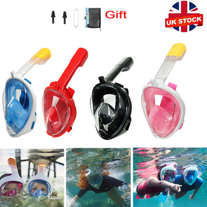 Kids Adults Snorkel Face Mask Swimming Scuba Set Full Anti-Fog Diving for Gopro