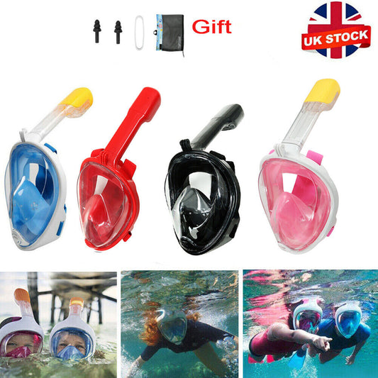 Kids Adults Snorkel Face Mask Swimming Scuba Set Full Anti-Fog Diving for Gopro