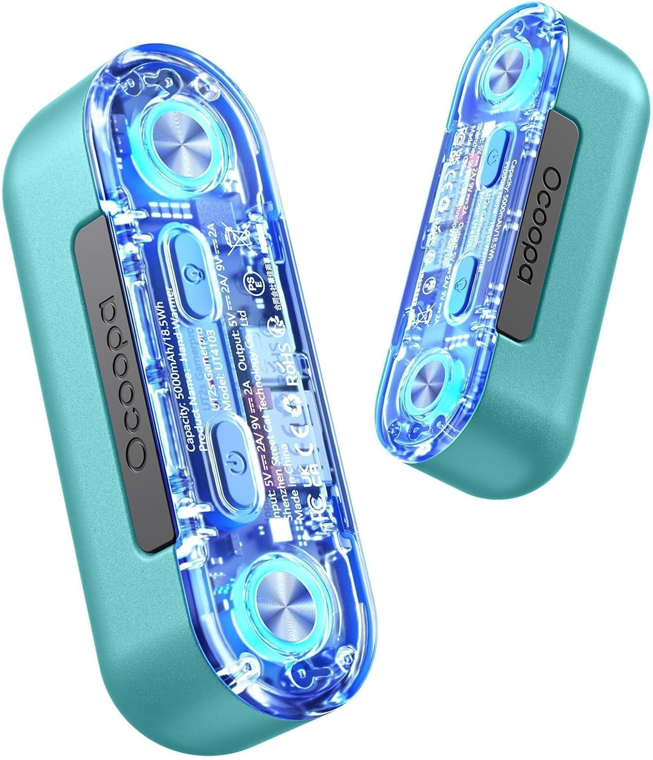OCOOPA UT2S Rechargeable Magnetic Hand Warmers - Dual 5000mAh Units with 4 Adjustable Heat Settings, Rapid 2-Second Heating, and USB-C Power Bank Functionality for Outdoor and Gaming Enthusiasts