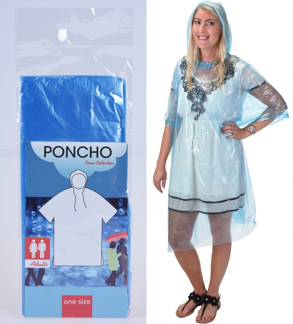 Waterproof Clear Rain Poncho Adult and Kids Disposable Emergency Camping Hiking