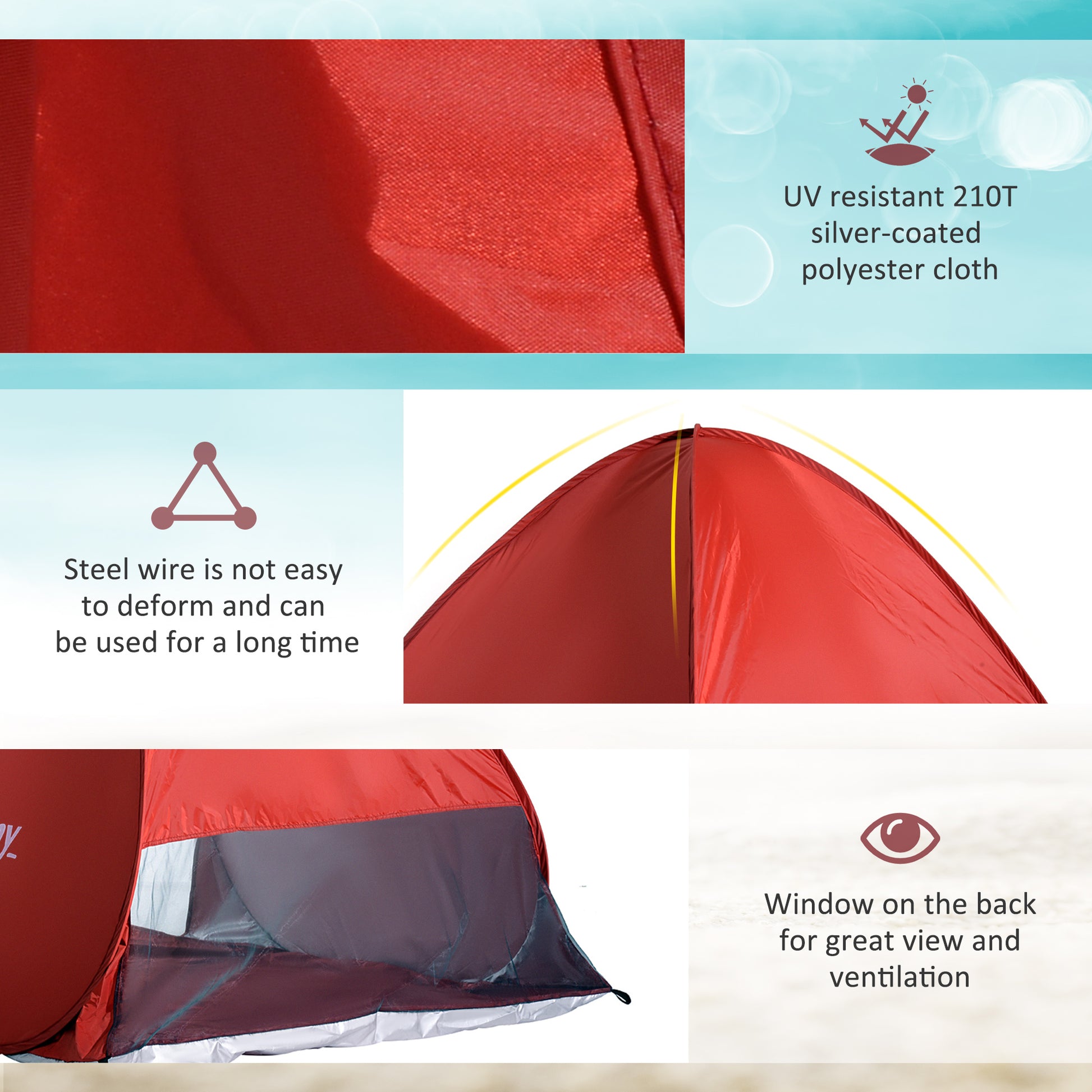 Beach Tent Instant Camping Portable Pop up Automatic Carry Case Blue Hiking