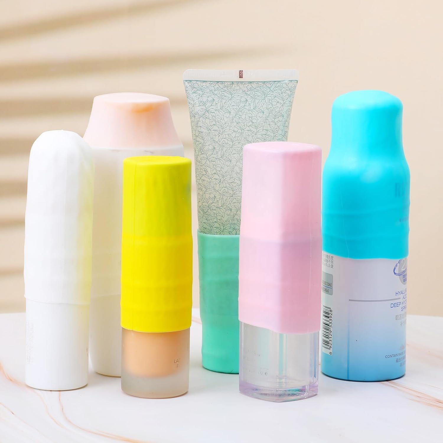 10 Pack Elastic Sleeves for Leak Proofing Silicone Bottle Covers, Travel Essentials, Fits Various Travel Size Bottles
