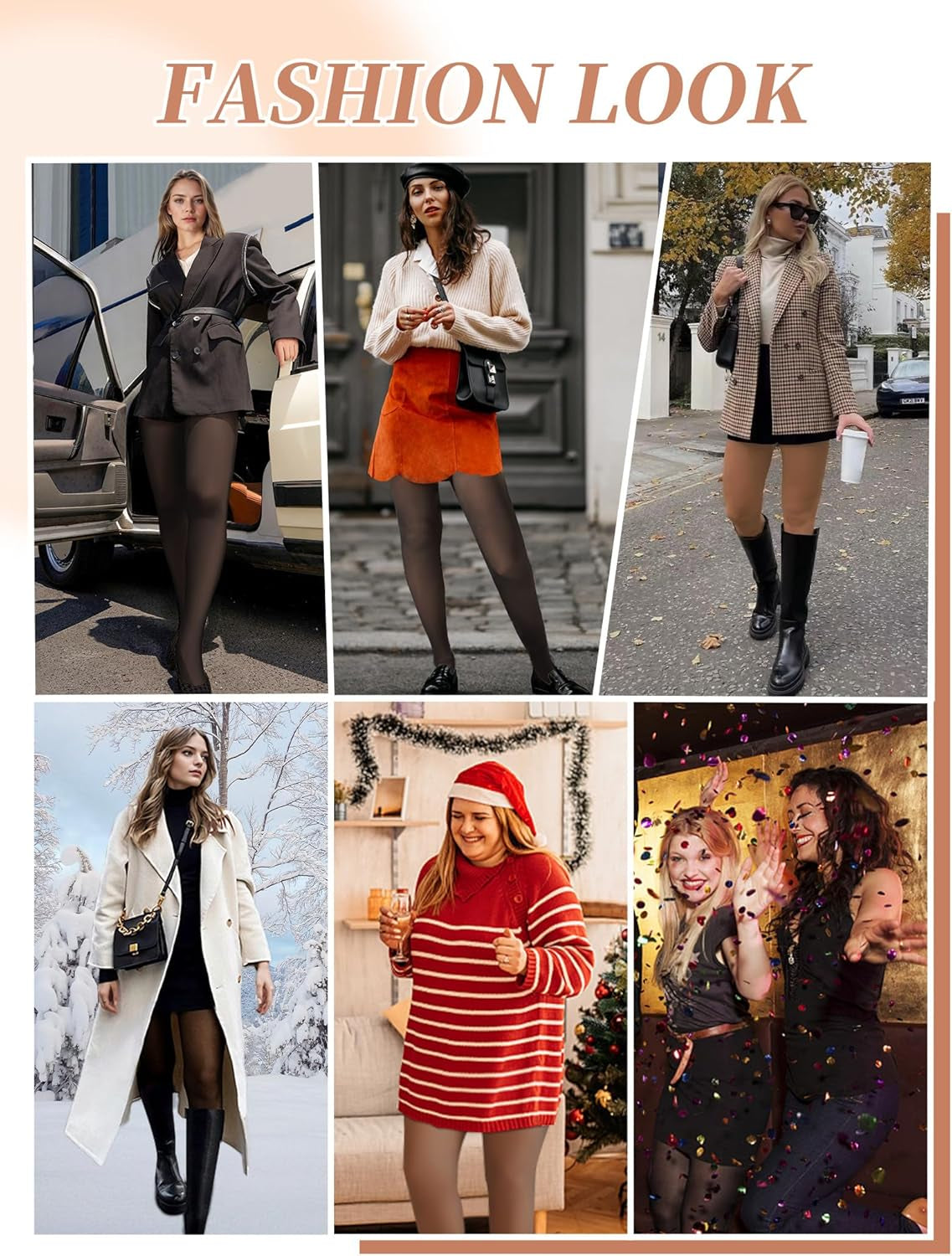 Women's Fleece-Lined High Waist Thermal Leggings - Translucent Thick Warm Pantyhose for Winter
