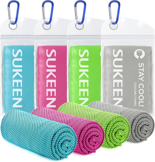 Stay Cool This Summer with Our 4 Pack of Microfiber Cooling Towels - Perfect for Sports, Yoga, and Outdoor Adventures!