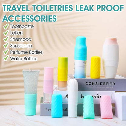 10 Pack Elastic Sleeves for Leak Proofing Silicone Bottle Covers, Travel Essentials, Fits Various Travel Size Bottles