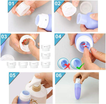 Travel Bottles Set,  TSA Approved Leak Proof Travel Accessories Silicone Cosmetic Makeup Liquid Travel Containers Tubes Pots with Label for Shampoo, Conditioner, Lotion, Toiletries (10 Pcs)