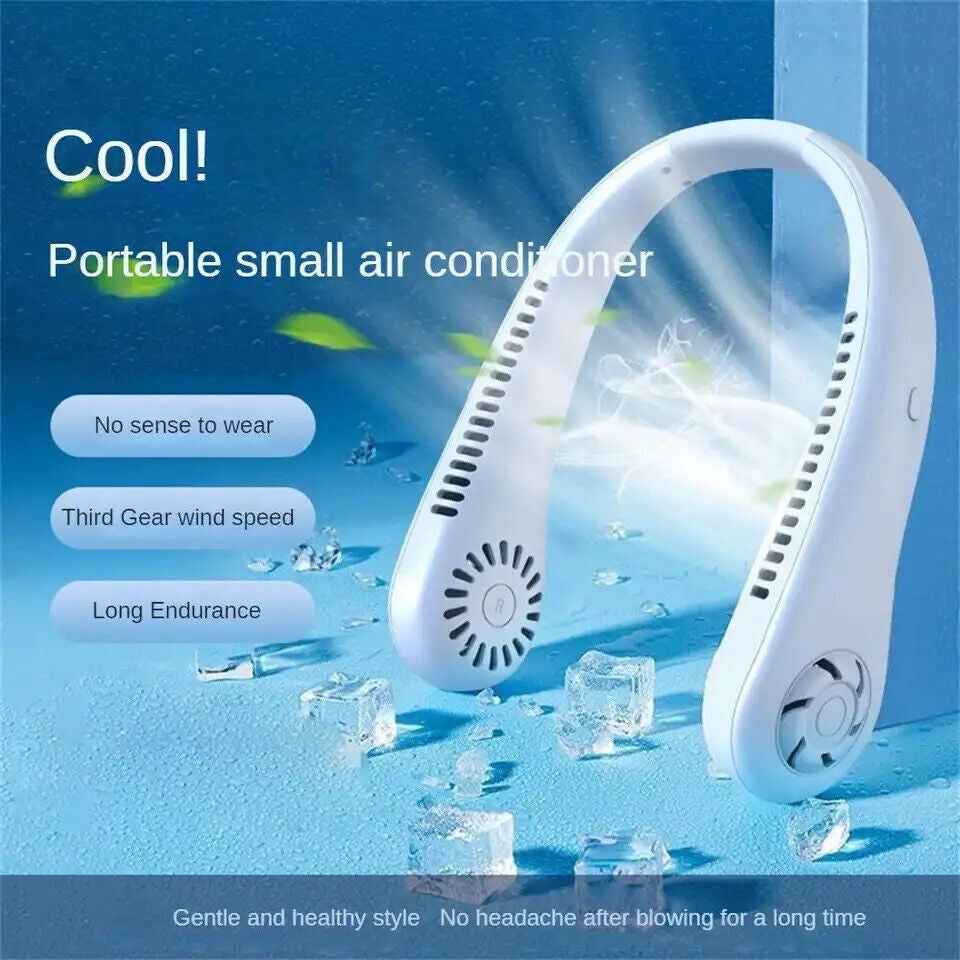 Neckband Fan Bladeless Lazy Neck Hanging Cooler USB Rechargeable Portable Fan UK