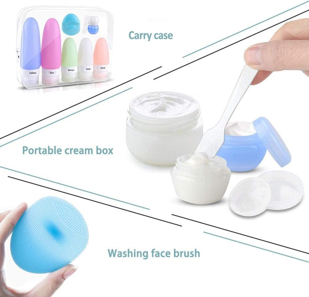 Travel Bottles Set,  TSA Approved Leak Proof Travel Accessories Silicone Cosmetic Makeup Liquid Travel Containers Tubes Pots with Label for Shampoo, Conditioner, Lotion, Toiletries (10 Pcs)