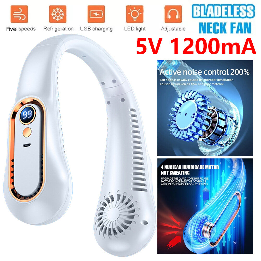 Neckband Fan Bladeless Lazy Neck Hanging Cooler USB Rechargeable Portable Fan UK