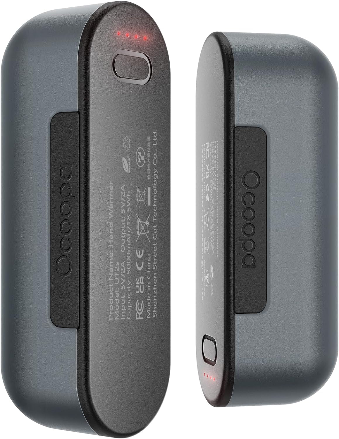 OCOOPA UT2S Rechargeable Magnetic Hand Warmers - Dual 5000mAh Units with 4 Adjustable Heat Settings, Rapid 2-Second Heating, and USB-C Power Bank Functionality for Outdoor and Gaming Enthusiasts