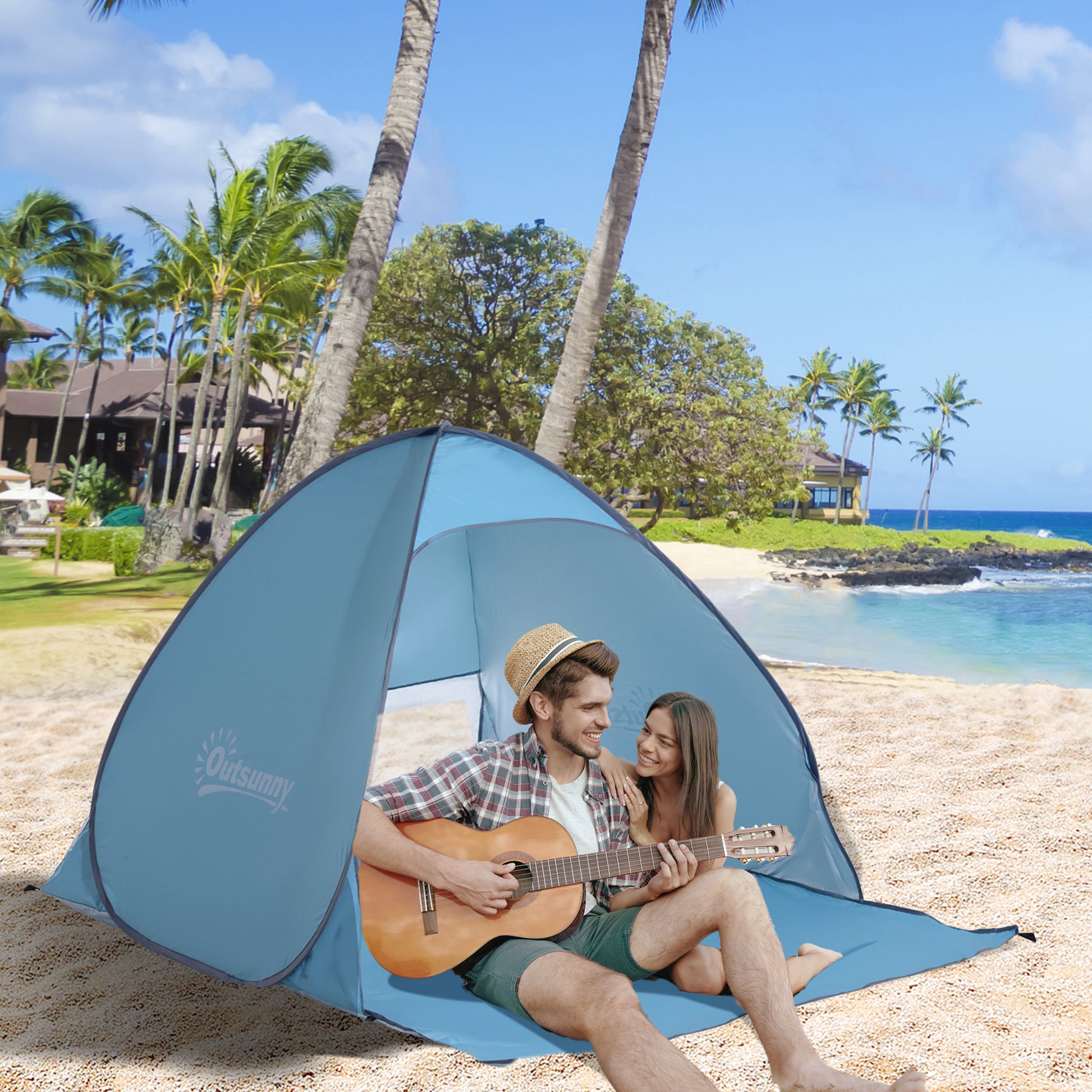 Beach Tent Instant Camping Portable Pop up Automatic Carry Case Blue Hiking