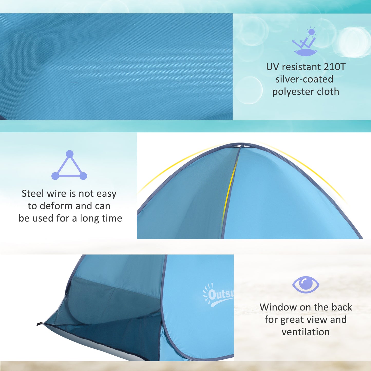 Beach Tent Instant Camping Portable Pop up Automatic Carry Case Blue Hiking