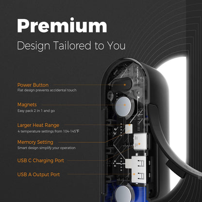 OCOOPA UT2S Rechargeable Magnetic Hand Warmers - Dual 5000mAh Units with 4 Adjustable Heat Settings, Rapid 2-Second Heating, and USB-C Power Bank Functionality for Outdoor and Gaming Enthusiasts
