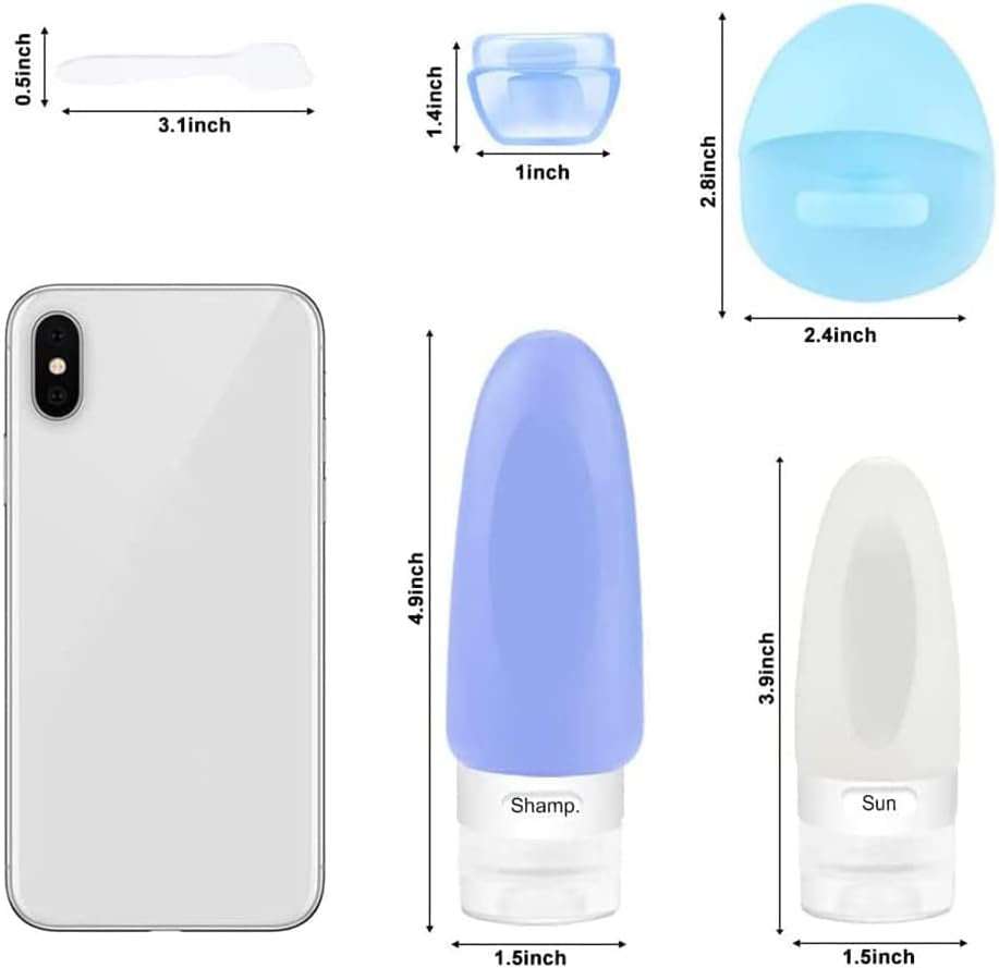 Travel Bottles Set,  TSA Approved Leak Proof Travel Accessories Silicone Cosmetic Makeup Liquid Travel Containers Tubes Pots with Label for Shampoo, Conditioner, Lotion, Toiletries (10 Pcs)