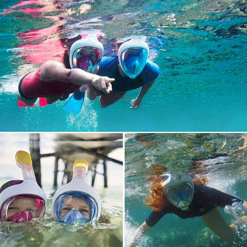 Kids Adults Snorkel Face Mask Swimming Scuba Set Full Anti-Fog Diving for Gopro