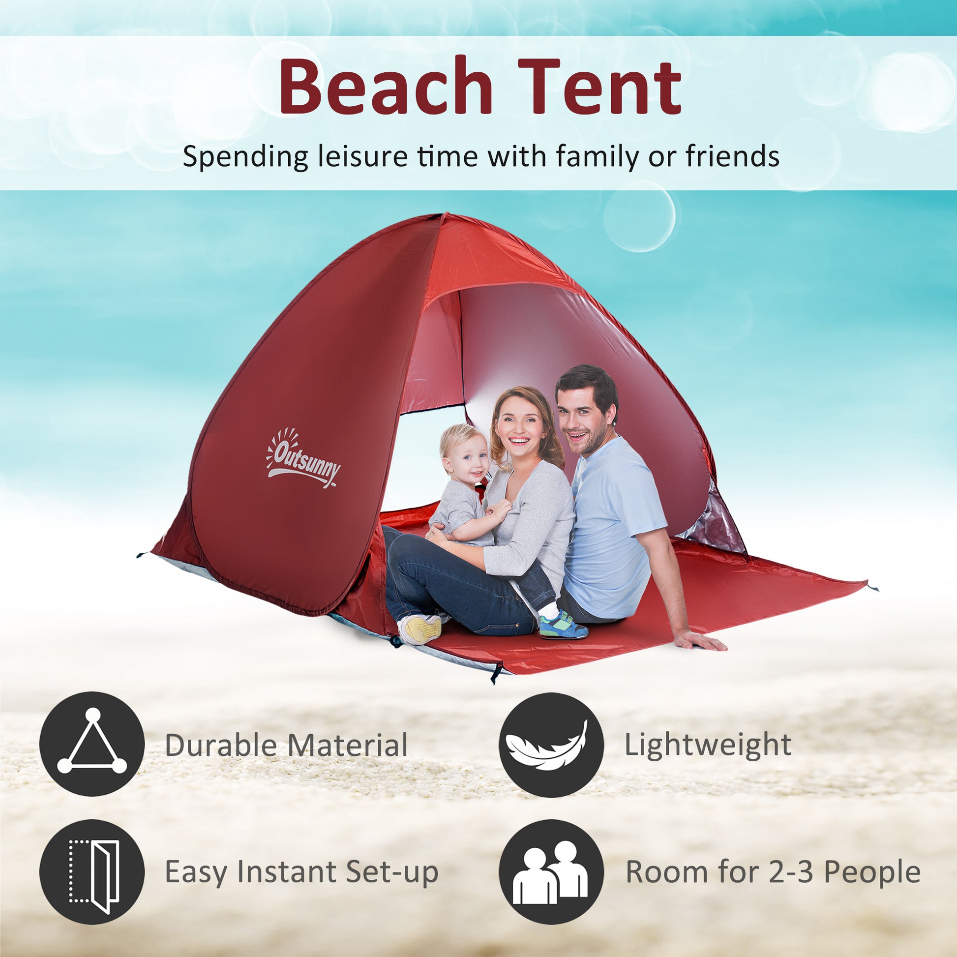 Beach Tent Instant Camping Portable Pop up Automatic Carry Case Blue Hiking
