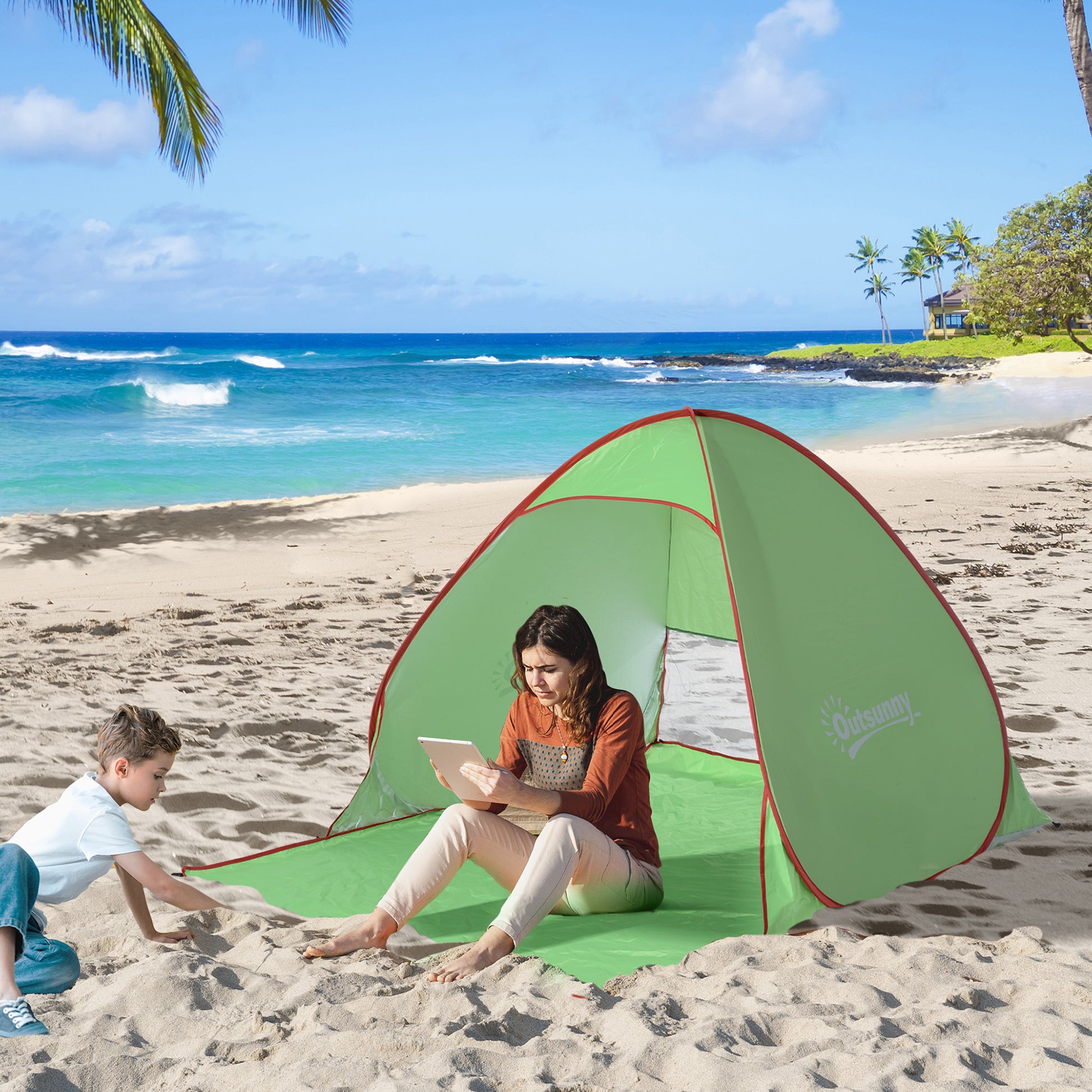 Beach Tent Instant Camping Portable Pop up Automatic Carry Case Blue Hiking