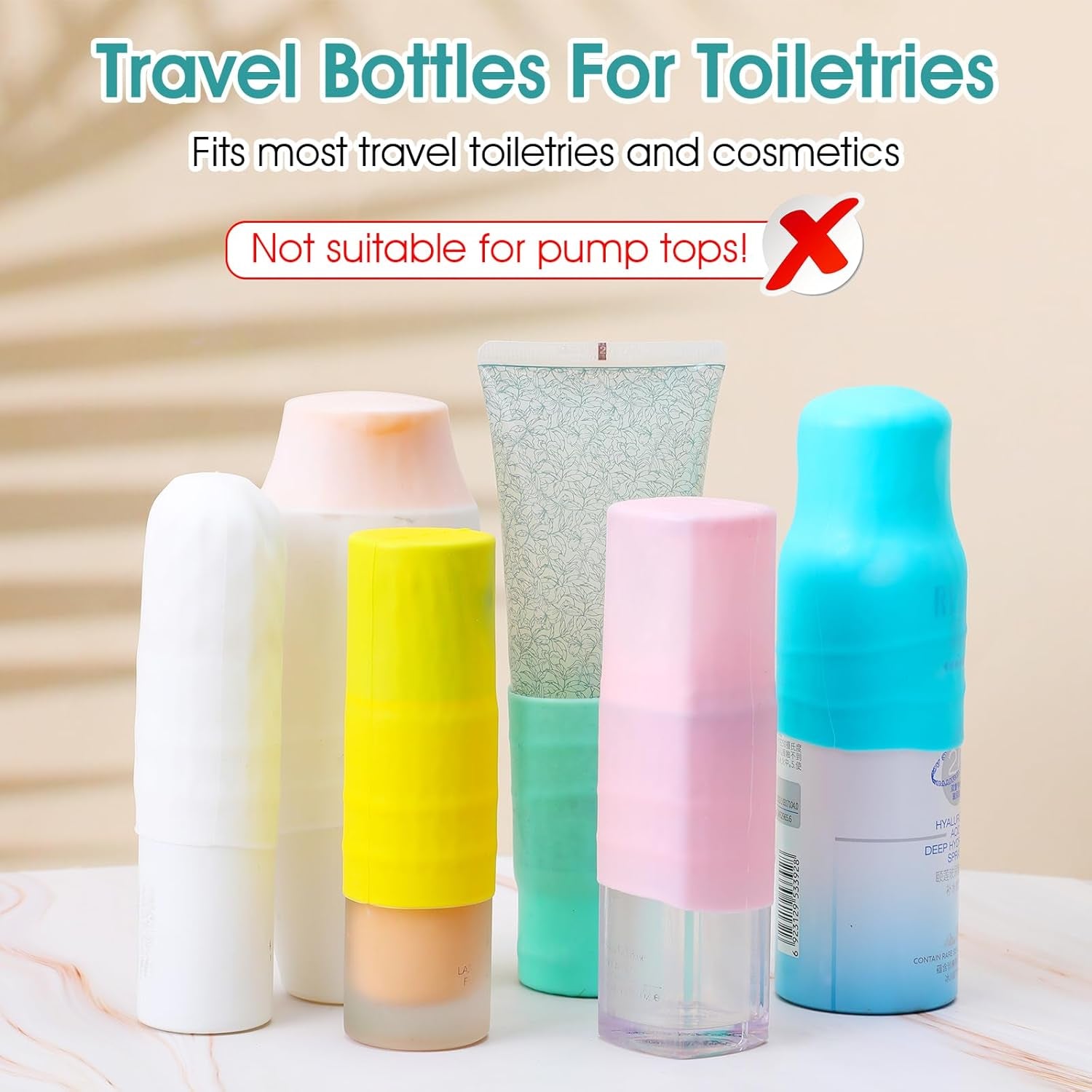 10 Pack Elastic Sleeves for Leak Proofing Silicone Bottle Covers, Travel Essentials, Fits Various Travel Size Bottles